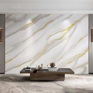 Papier peint en marbre veiné d&#39;or : décoration d&#39;intérieur personnalisée