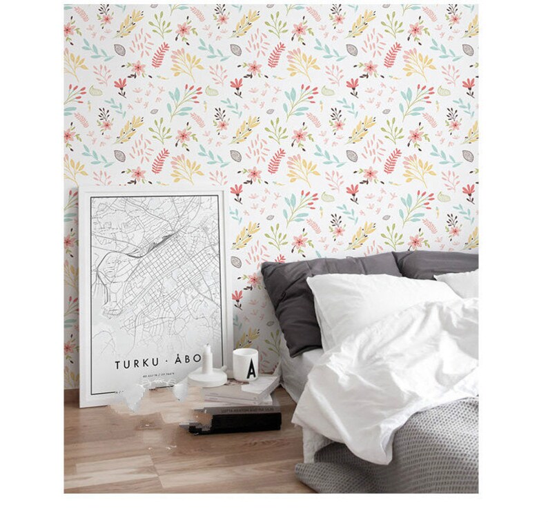 New Fresh Orange Small Flowers Wall Murals Nursery Bedroom Living Room Wallpaper Wall Mural Hand Painted Watercolor Garden wallpaper