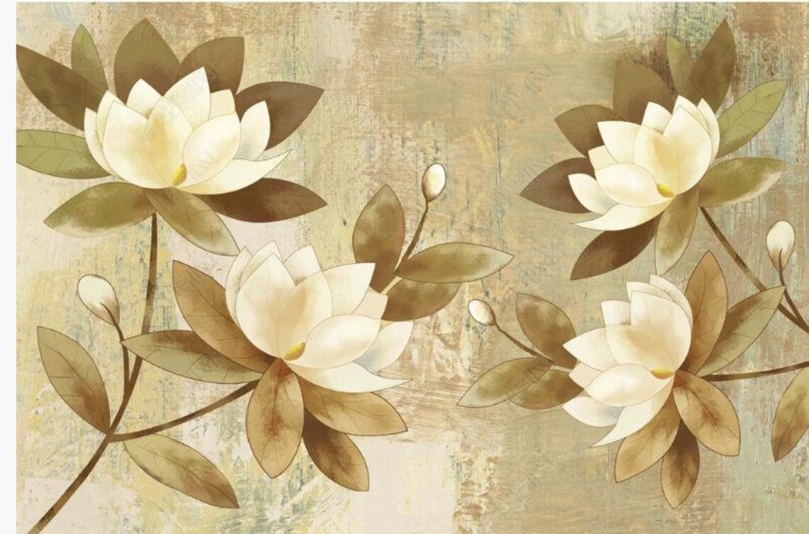 Oil Painting Abstract Flowers Floral Wallpaper Wall Mural Etsy