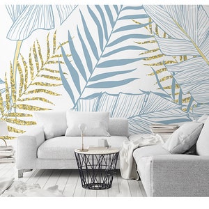 Tropical Leaf Wallpaper Mural: Rainforest Plant Wall Decor