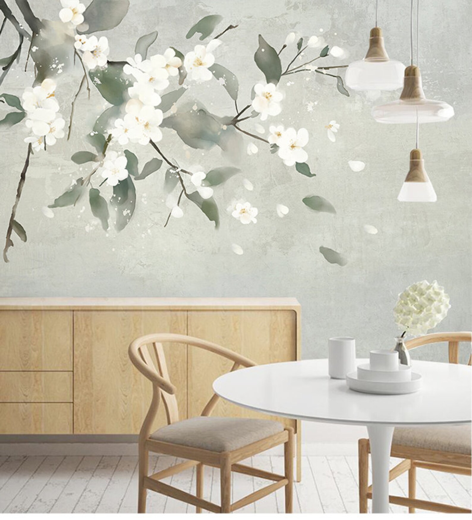 Watercolor Simple Elegant Wall Murals Wallpaper Wall Decor Etsy