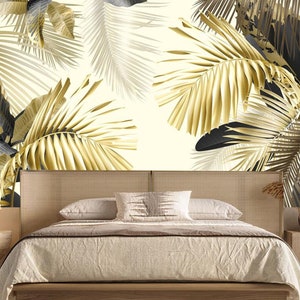 Oil Painting Tropical Plants Leaves Leaf Wallpaper Wall Mural for Living Room Bedroom Wall Decor