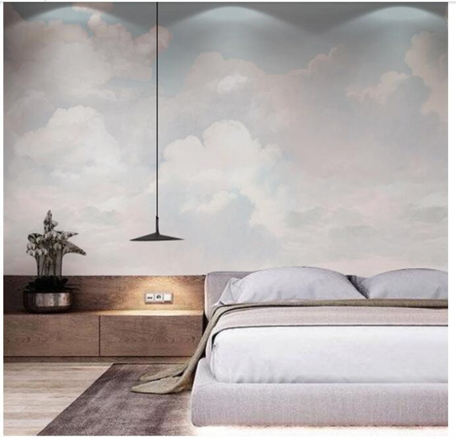 Oil Painting Clouds Cloudy Wallpaper Wall Mural Beautiful Etsy