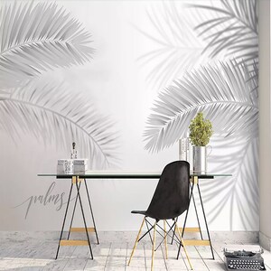Handgemalte Skizze Regenwald Palmblätter Tapete Wand wandbild, tropische Pflanze PalmenBlatt Tapete Wand wandbild, Palmblätter Tapete