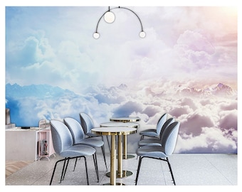 Clouds with Blue Sky Cloudy Wallpaper Wall Mural, Abstract Clouds Cloudy Wall Mural  Wall Decor