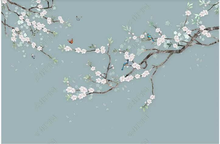 Beautiful Cherry Blossom Chinoiserie Floral Wallpaper Wall | Etsy UK