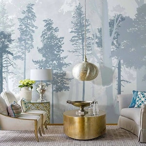 Blue Forest Wallpaper Mural: Abstract Tree Wall Decor