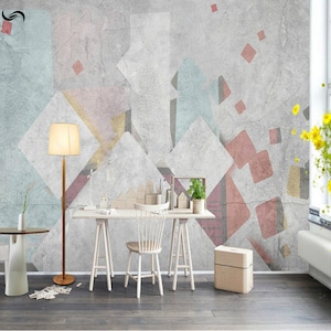 Abstract Fanstatsic Geometric Wallpaper Wall Mural, Colorful Abstract Geometric Wall Mural, High Quality Geometric Wall Mural