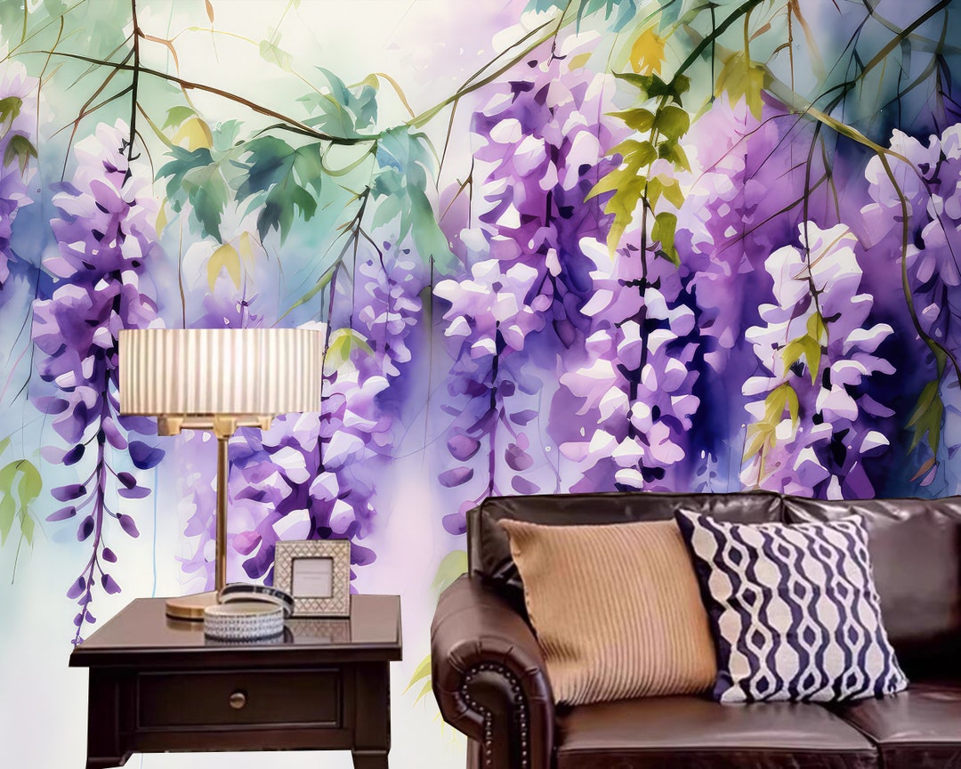 Watercolor Painting Clusters Wisteria Flowers Wallpaper, Wisteria ...
