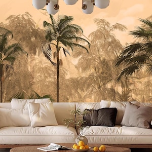 Ölgemälde Vintage Pflanzen Palmen Tropische Tapete, Retro Regenwald Tropische Pflanzen Dschungel Wandbild Wanddekor