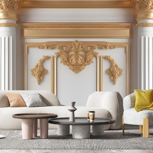 3D-behangmuurschildering Romeinse zuil: gouden lijst muurdecoratie