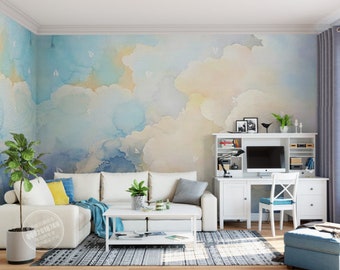 Abstract Colorful Clouds  Wallpaper Wall Mural, Creative Abstract Colorful Clouds Bedroom Living Room Mural