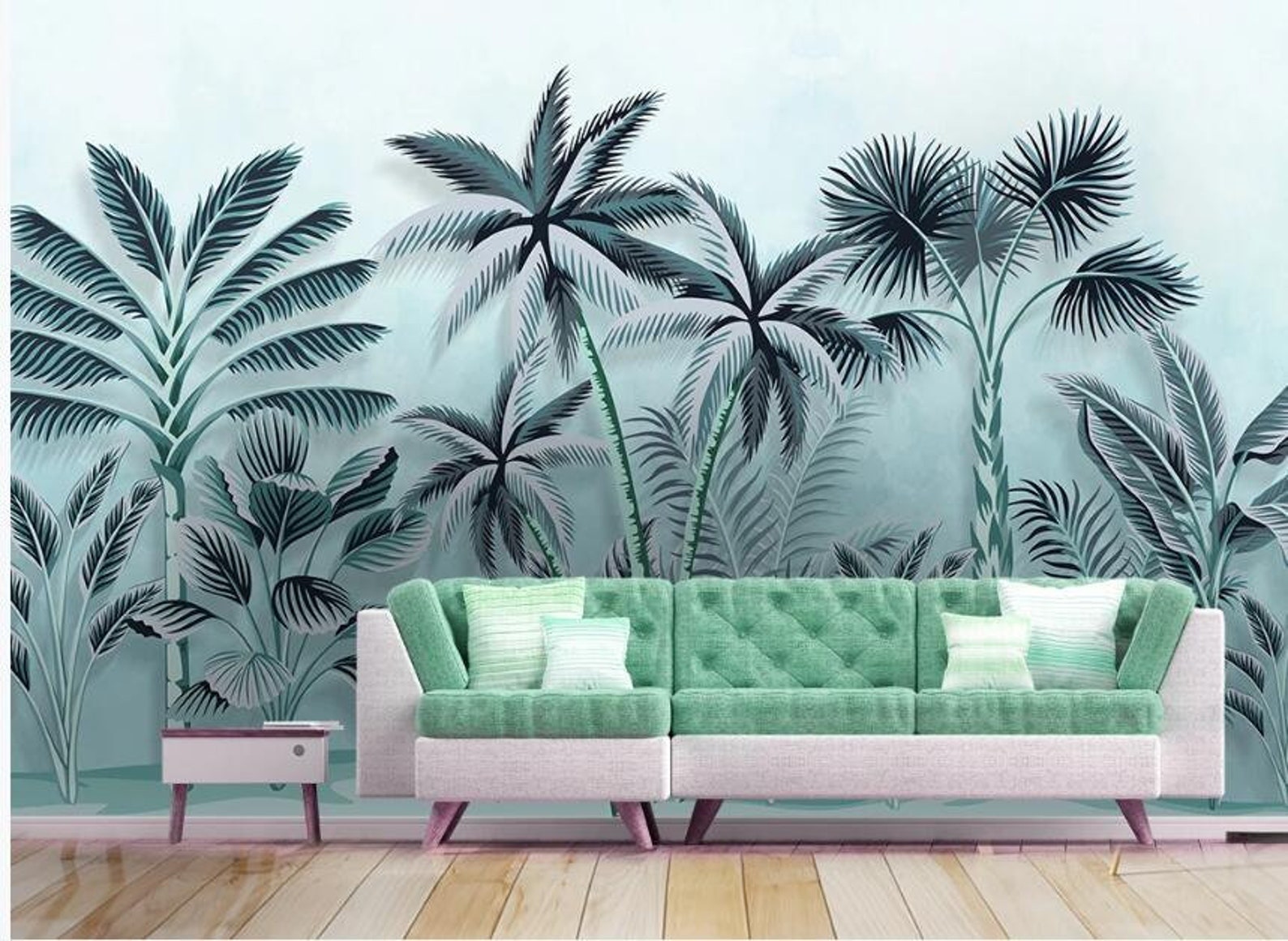 Tropical Palm Trees Nature Wallpaper Wall Mural Rainforest - Etsy