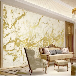 Original Luxury Gilded White Marble Texture Wallpaper Wall Mural