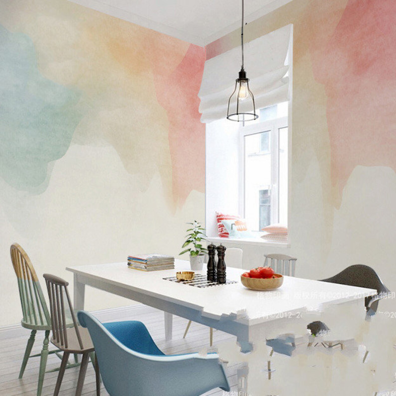 Акварельные разводы на стене своими руками