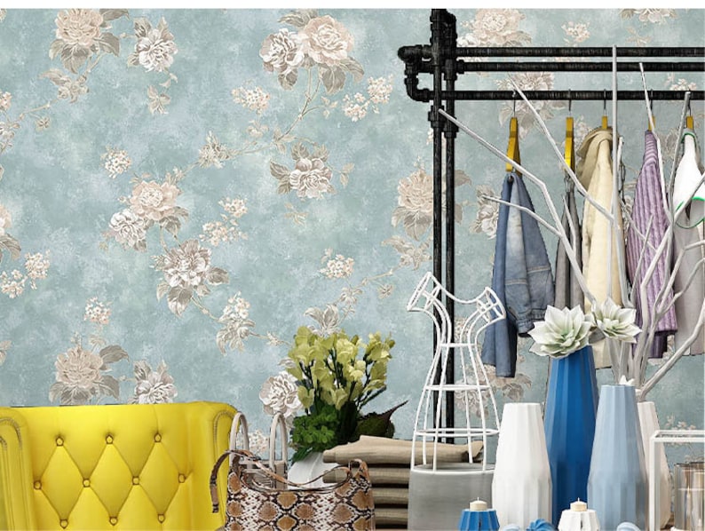 20.8x393.7 Inches 0.53Wx10L Meters Wallpaper Vintage Garden Non-woven Wallpaper Nostalgic Small Floral European Style Wallpaper