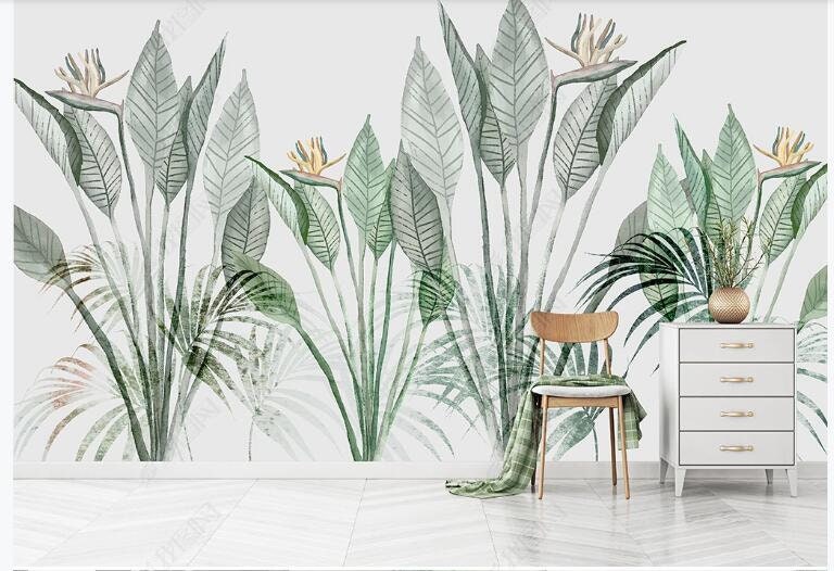Fresh Gardentropical Green Leaves Plant Wall Mural Wallpaper Etsy