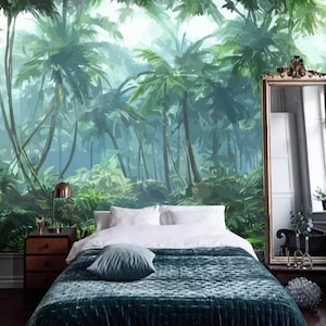Tropical Palm Tree Wallpaper: Vintage Botanical Jungle Wall Mural