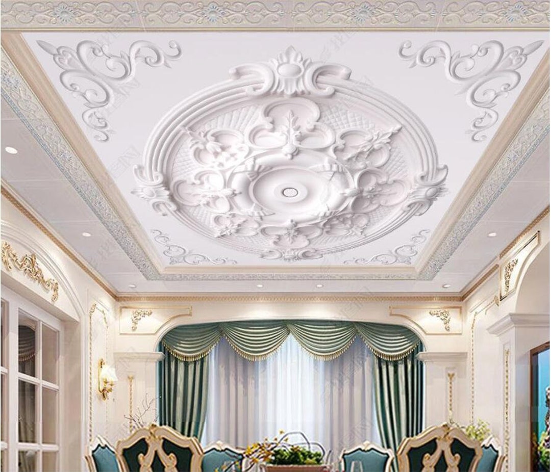 Buy 3D Floral Gypsum Ceiling Mural Wallpaper Online in India