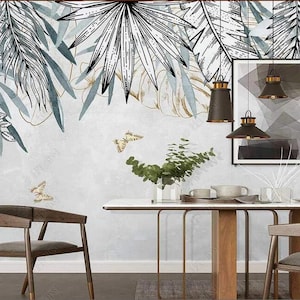 Tropical Leaves Wallpaper Mural: Rainforest Wall Decor