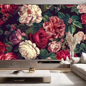 Dark Floral Fantasy Pattern Flowers Background Wallpaper,  Floral Background Flowers Wall Mural