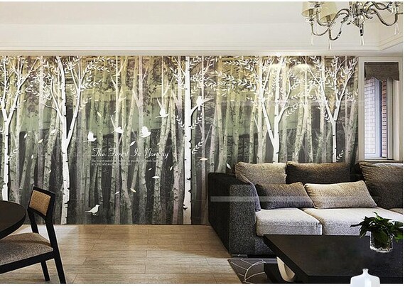 Oil Painting Abstract Norway Forests Trees Wallpaper Wall