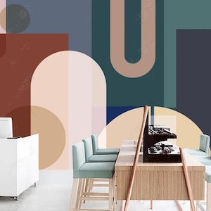 Nordic Minimalist Morandi Color Geometric Wallpaper Wall Mural for Bedrom Living Room Wall Decor