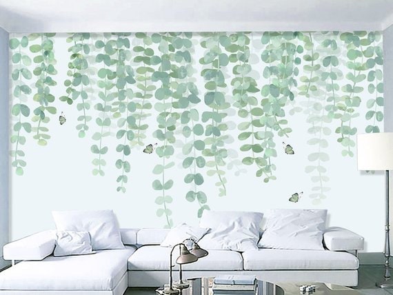 Painted Green Vines Wallpaper — E.Lamb Studio