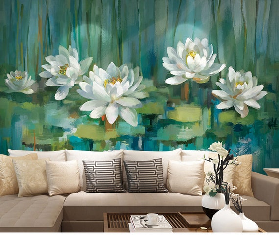 Lotus Flower Stone Carving Wall Mural Photo Wallpaper GIANT DECOR Paper Poster 