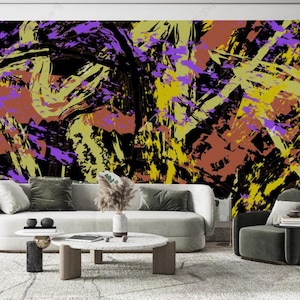 Modern Watercolor Graffiti Wallpaper Wall Mural Wall Decor