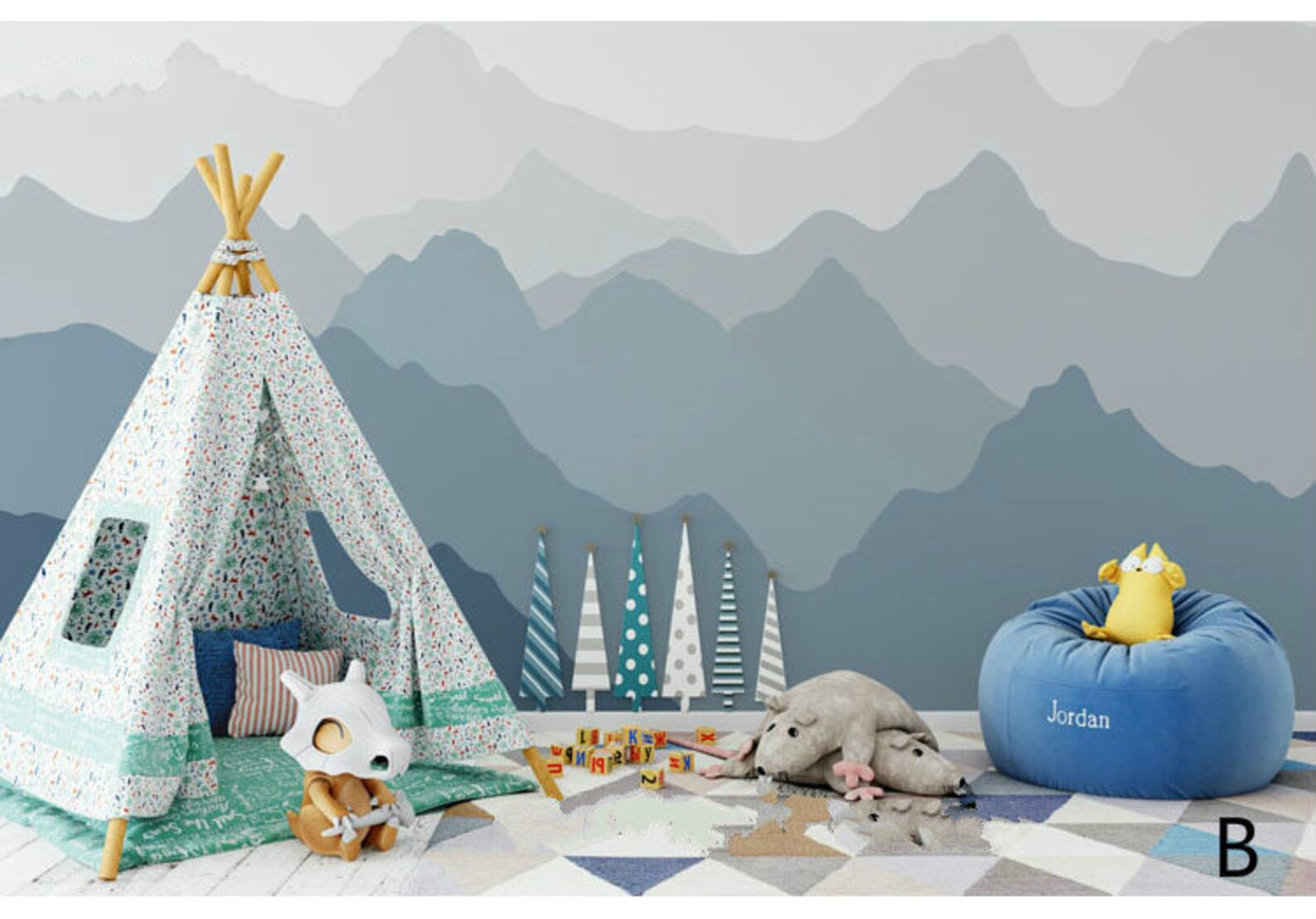 Hand Painted Abstract Mountains Wallpaper Wall Mural Light - Etsy