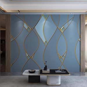 Original Modern Blue Irregular Geometric Wallpaper, Creative Geometric Wallpaper Wall Mural