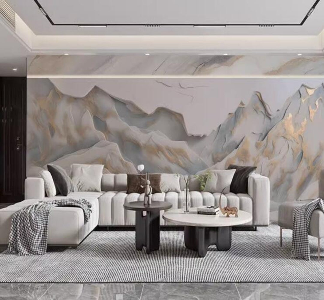 Mountains Art Wallpaper Wall Mural, Mountains Landscape Bedrom Living