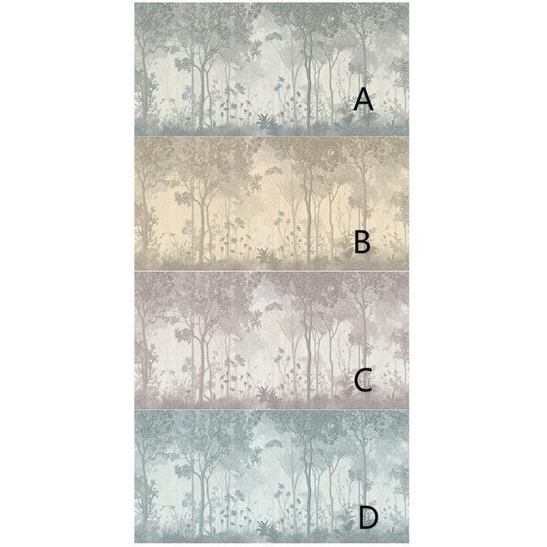 Oil Painting Abstract Forest Scenic Wallpaper Wall Mural, Retro Shabby Forest Landscape Wall Mural, Vintage Trees Wall Mural Wall Home Decor image 7