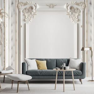3D Classic Wall Panels Moulding Stucco Frame Wall Luxury Wallpaper, White Wall with White Frame Large White Column Wall Mural Wall Decor