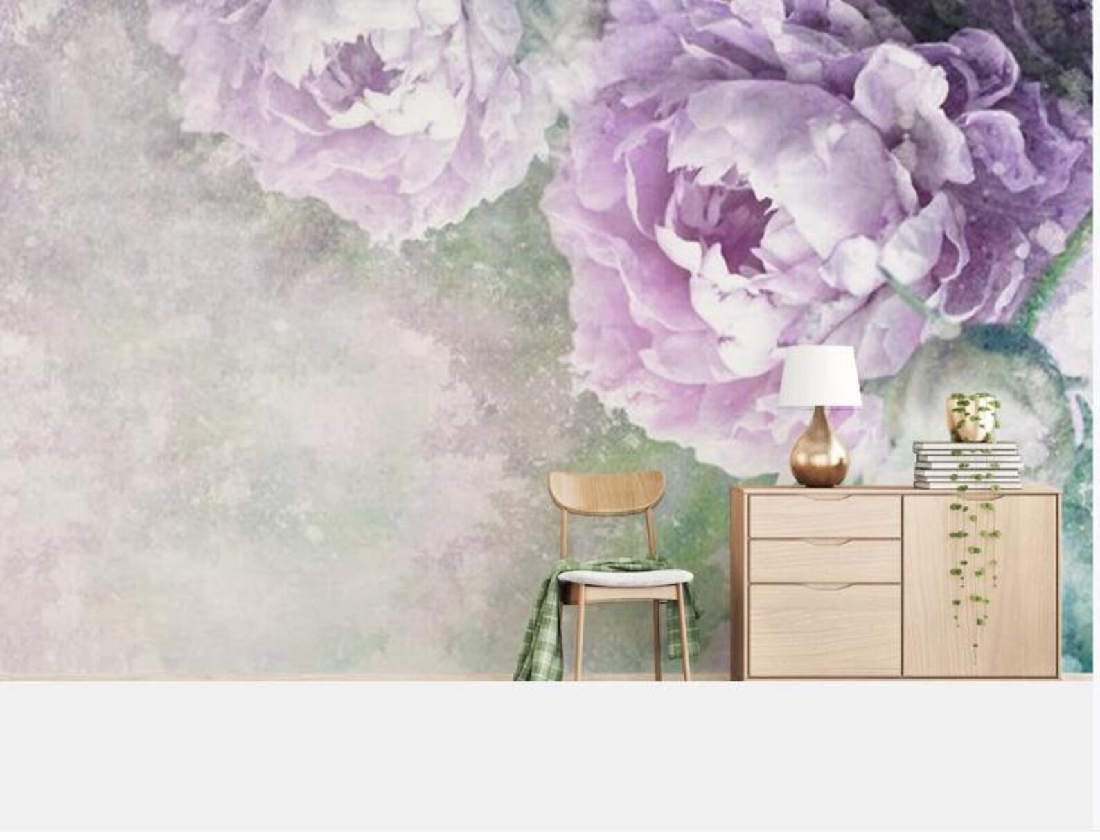 Purple Giant Peony Floral Wallpaper Wall Mural Corner Purple - Etsy