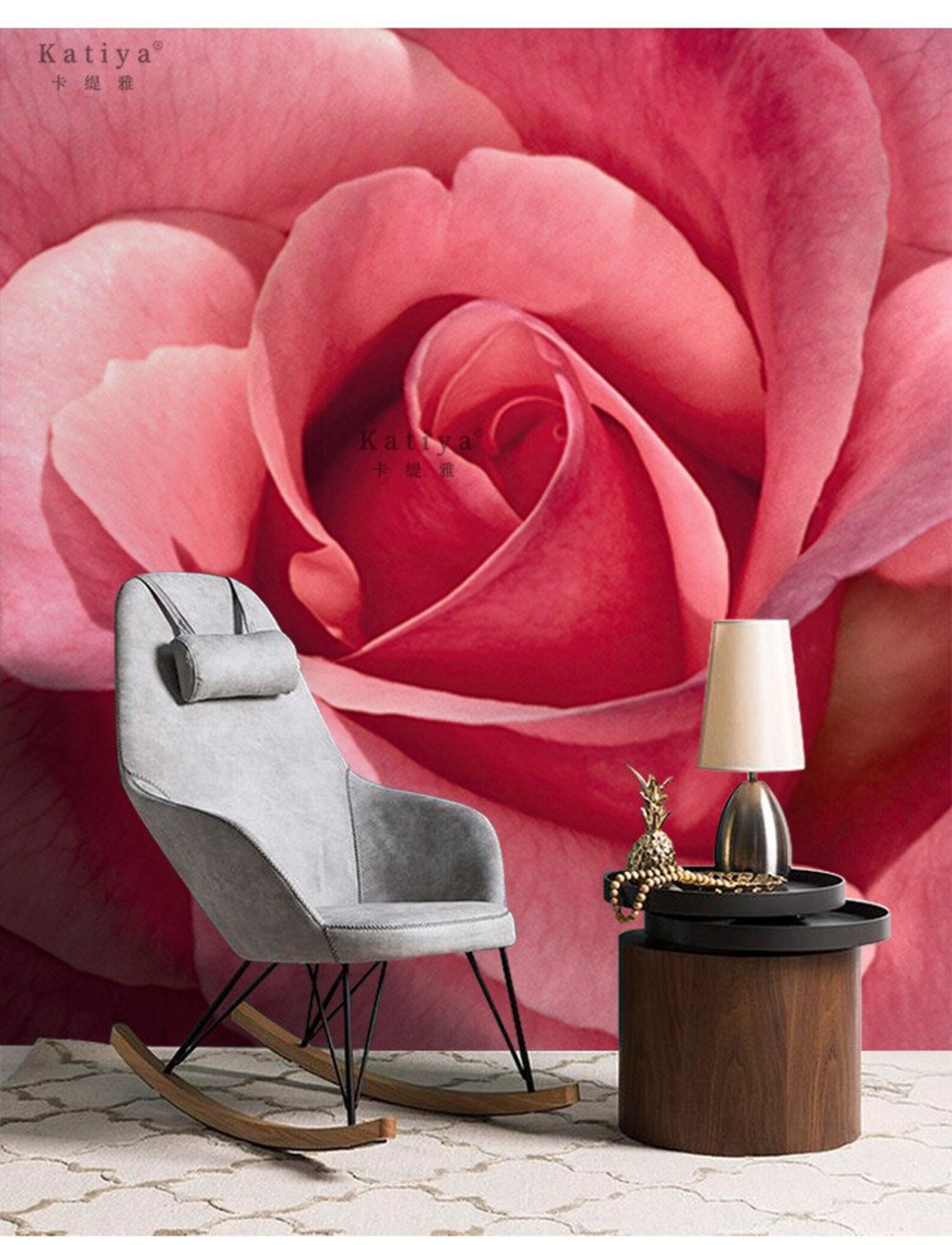 Big Red Rose Flower Floral Wallpaper Wall Mural Abstract One Etsy