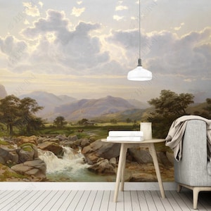 Original Europäische Kunst Retro Wald Landschaft Wandbild Bäume Wald Tapete