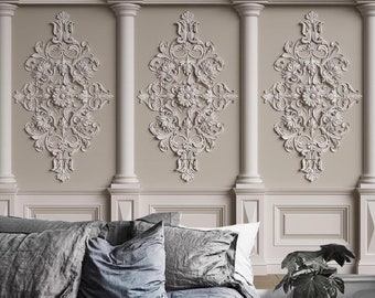 3D Classic Column Wallpaper Mural: European Style Carving Wall Decor