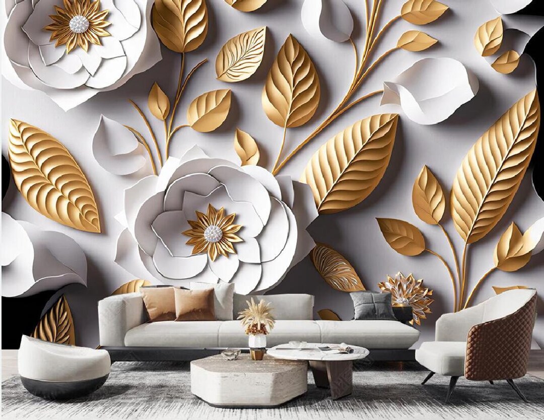 Papier Peint Adhésif Mural 3D - Motif Méduse Dorée I9484 - Amovible - Erin