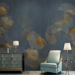 Decorazione murale minimalista con foglie di ginkgo, decorazioni per la casa moderne con foglie di ginkgo per soggiorno, camera da letto