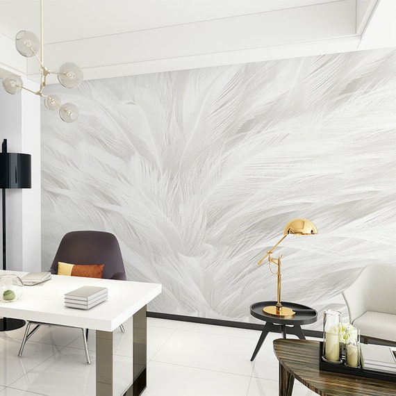 Oil Panting Simple Modern Wallpaper Wall Mural Elegant White Etsy Oil Panting Simple Modern Wallpaper Wall Mural Elegant White Etsy