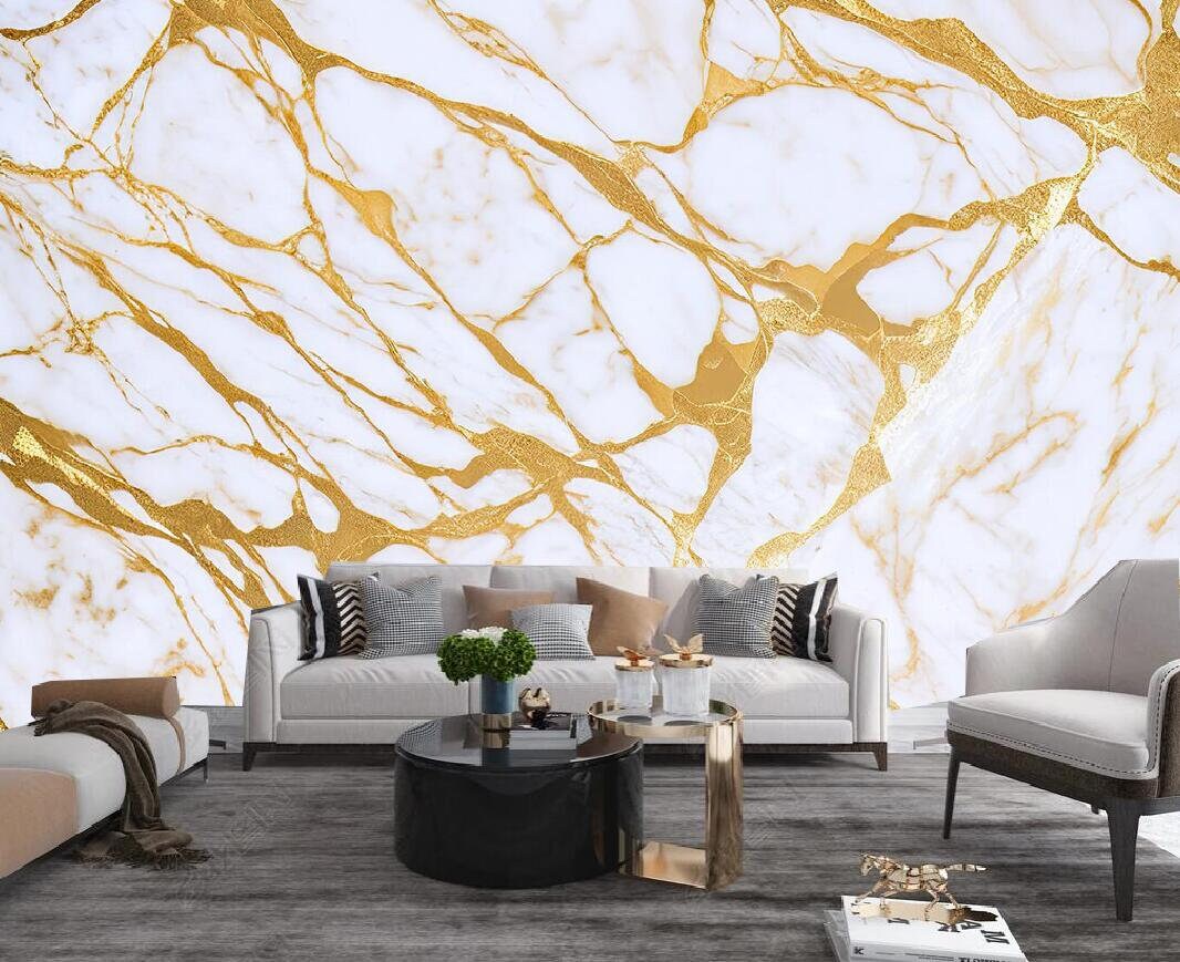 黄金の大理石の壁紙壁画：石の質感の壁装飾 - Etsy 日本