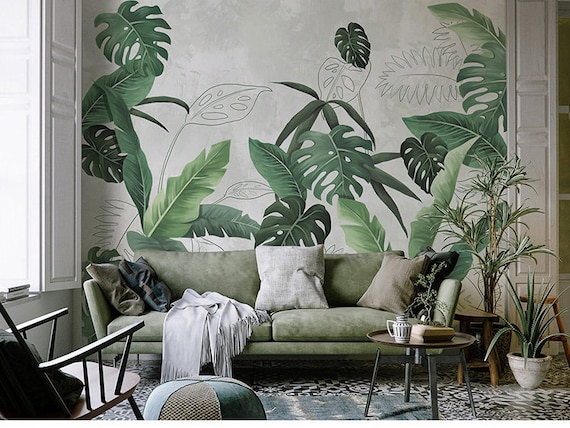 Southeast Asian Rainforest Plant Wall Murals Wall Decor Green - Etsy UK