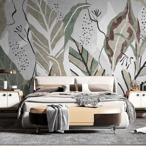 Abstrakte Pflanzen Blätter Wandbild, Aquarell Blätter Blatt Wandbild Wanddekor