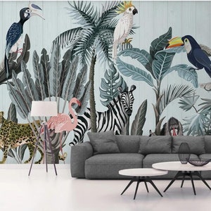 Papier peint tropical toucan : décoration murale animal de la jungle