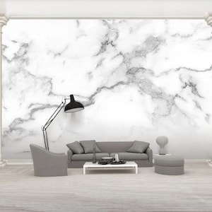 Modern White & Grey Marble Wallpaper Mural