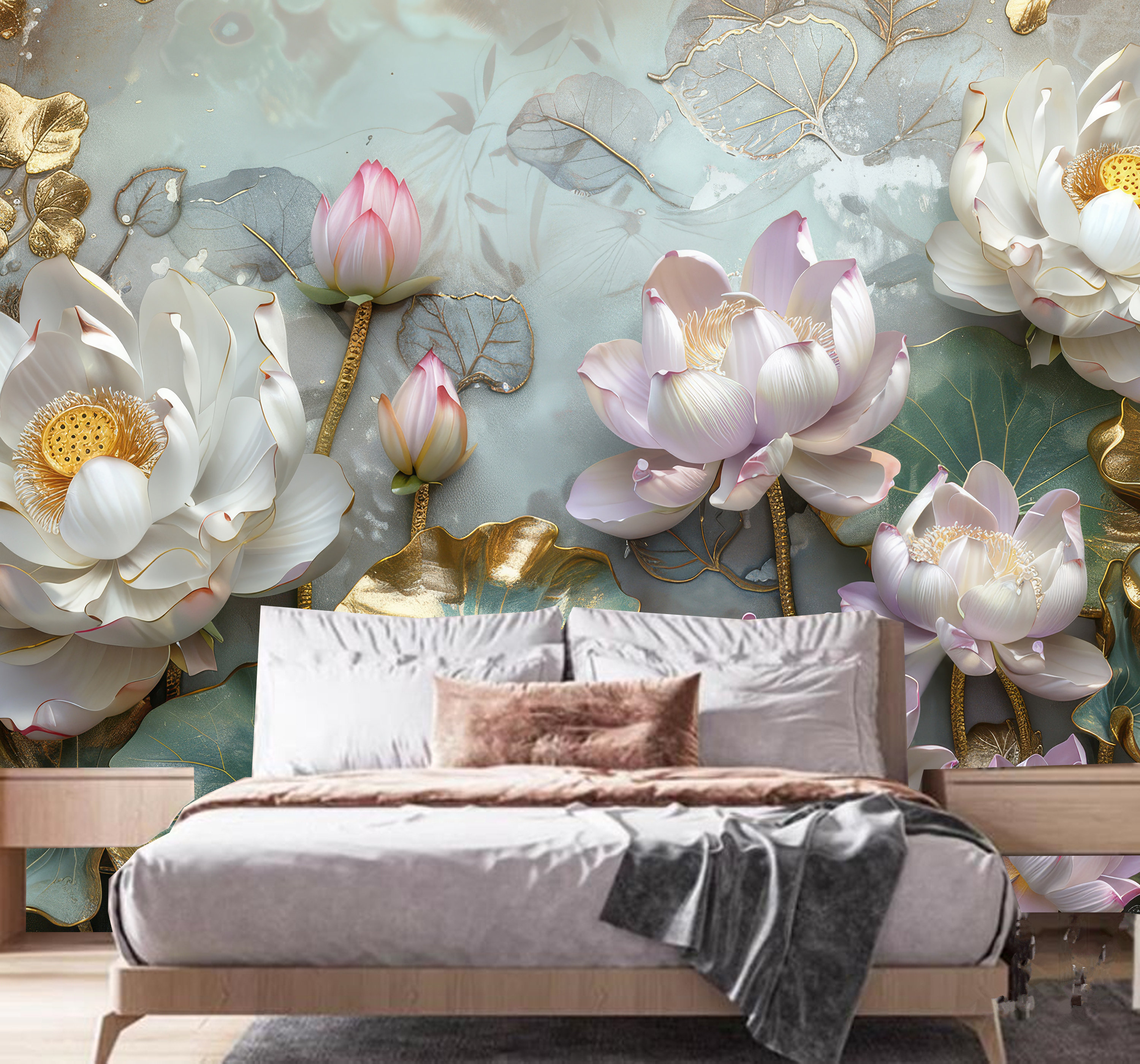 Déco Murale 3D Autocollante, Motif Lotus Antique, Pour Contremarches D'escalier Ou Papier Peint, Neuf