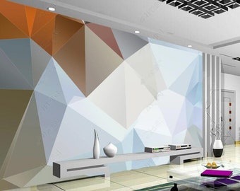 Abstract Geometric Graphics Wallpaper Mural, Minimalist Colorful Geometric Mural Wallpaper