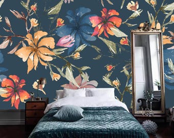 Watercolor Floral Wallpaper: Vintage Botanical Wall Mural
